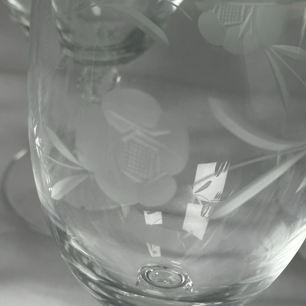 8 Iced Tea‎ Goblet Royal Doulton COUNTRY ROSE Etched Flowers 7.75